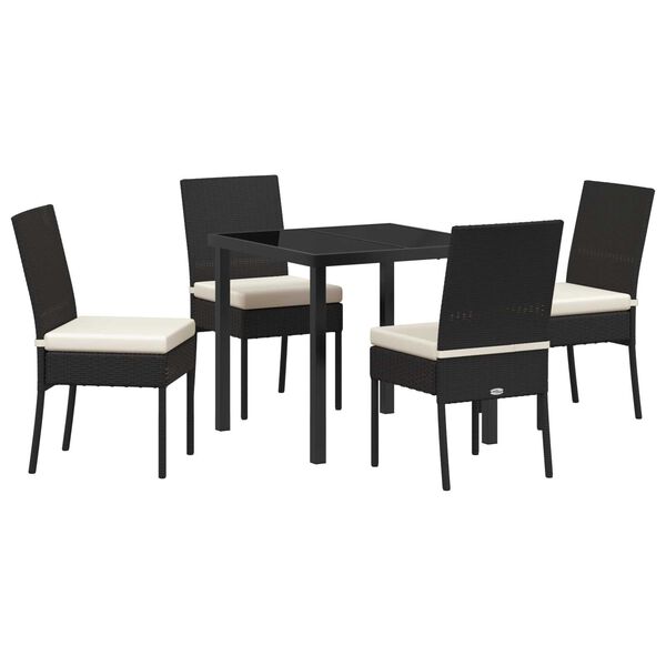 vidaXL Set de masă pentru grădină 5 pcs Negru