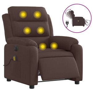 vidaXL Fotoliu electric de masaj rabatabil, maro &icirc;nchis, textil
