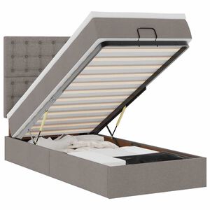 vidaXL Pat otoman cu saltea Taupe 90x200 cm Stofa