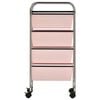 vidaXL Cărucior de depozitare mobil cu 4 sertare, roz, plastic