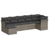 vidaXL Set canapele de grădină, 7 piese, cu perne, gri, poliratan