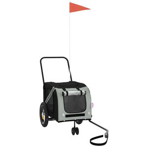 vidaXL Remorcă bicicletă animale companie, gri/negru, oxford/fier