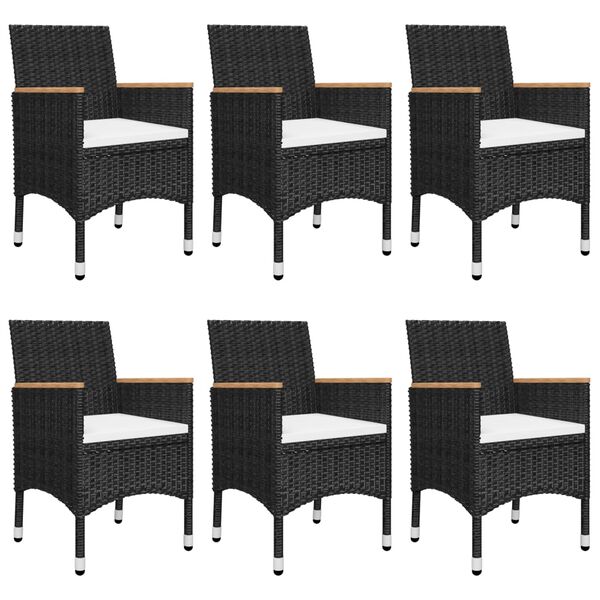 vidaXL Set mobilier de grădină, 7 piese, negru