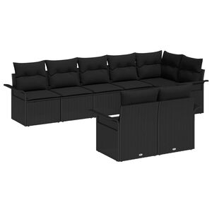 vidaXL Set de canapele pentru grădină cu pernă 8 pcs Negru poliratan