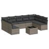 vidaXL Set mobilier de grădină cu perne, 10 piese, gri, poliratan