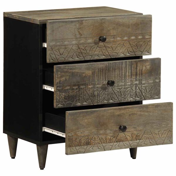 vidaXL Noptiera gri deschis 50x33x60 cm lemn masiv de mango