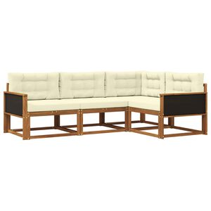 vidaXL Set de canapele de exterior cu pernă 4 pcs Natural și Crem