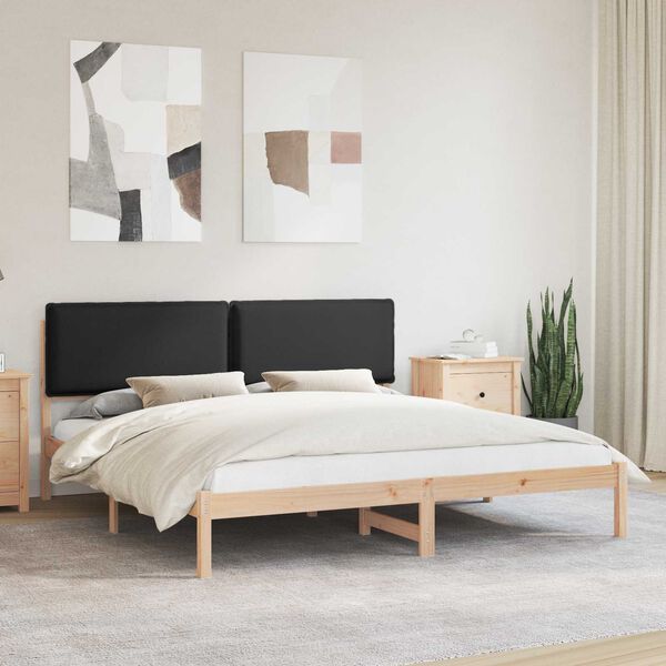 vidaXL Cadru de pat cu tăblie tapițată cu headboard Negru 200 x 200 cm