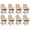 vidaXL Scaune pliabile de exterior cu perne, 8 buc., lemn masiv acacia