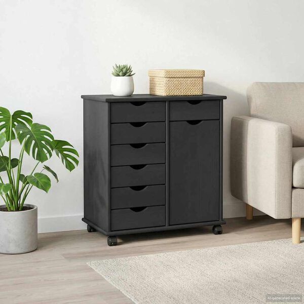 vidaXL Cabinet mobil Gri 63,5 x 39 x 65,5 cm Lemn de pin masiv