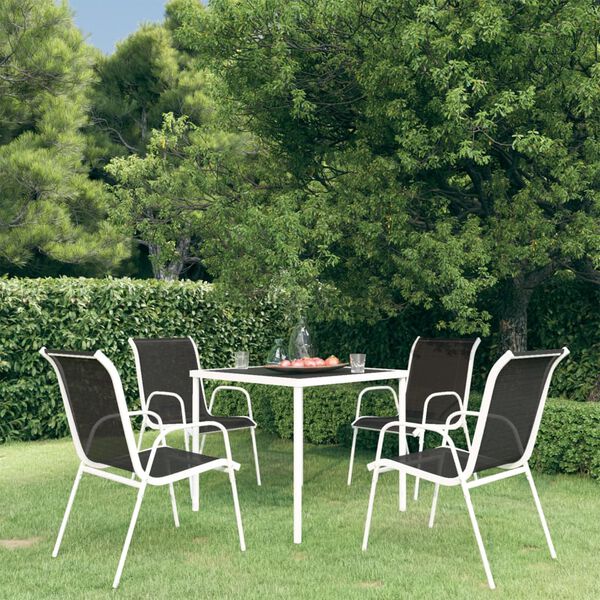 vidaXL Set mobilier de exterior, 5 piese, negru, oțel
