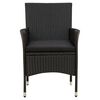 vidaXL Set mobilier de exterior cu perne, 5 piese, negru, poliratan