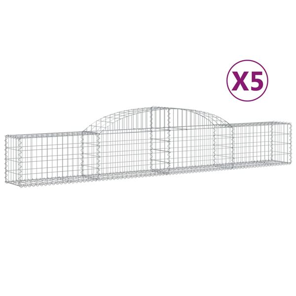 vidaXL Coșuri gabion arcuite, 5 buc., 300x30x40/60 cm, fier galvanizat