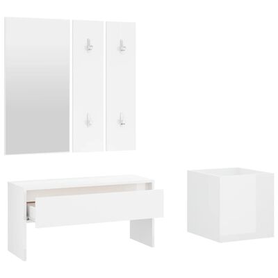 vidaXL Set de mobilier pentru hol, alb extralucios, lemn prelucrat