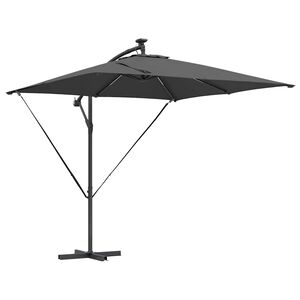 vidaXL Umbrelă de soare cu benzi LED Antracit 249 x 249 x 250 cm