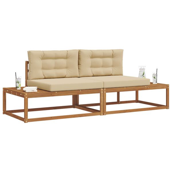 vidaXL Set de canapele de exterior cu pernă 2 Bucată Natural și Bej