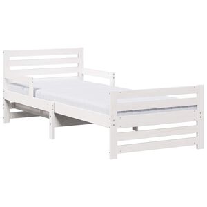vidaXL Cadru de pat cu saltea extensibilă cu headboard Alb 80 x 200 cm