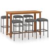 vidaXL Set mobilier de bar de grădină cu perne, 7 piese, gri