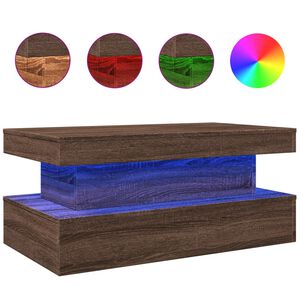 vidaXL Măsuță de cafea cu lumini LED, stejar maro, 90x50x40 cm