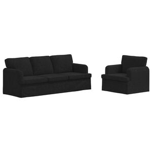 vidaXL Canapea 2 pcs Negru 144 x 80 x 85 cm țesătură