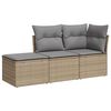 vidaXL Set canapele de grădină, 3 piese, cu perne, bej, poliratan