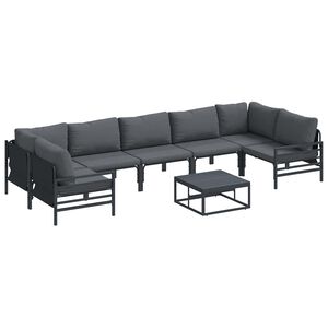vidaXL Set de canapele pentru grădină 8 buc. Negru Oțel