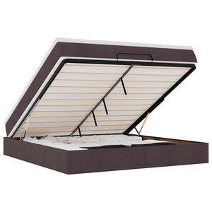 vidaXL Cadru de pat otoman cu saltea țesătură maro &icirc;nchis 160x200cm