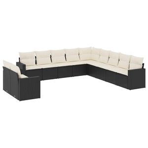 vidaXL Set canapele de grădină cu perne, 11 piese, negru, poliratan