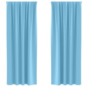 vidaXL Perdele Opaque cu Inel 2 buc. Albastru deschis 225 x 140 cm