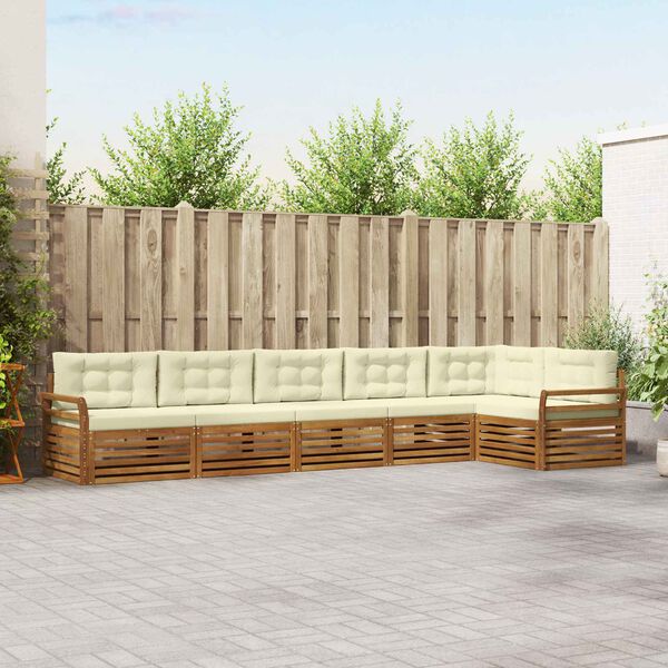 vidaXL Set de canapele de exterior cu pernă 6 pcs Natural și Crem