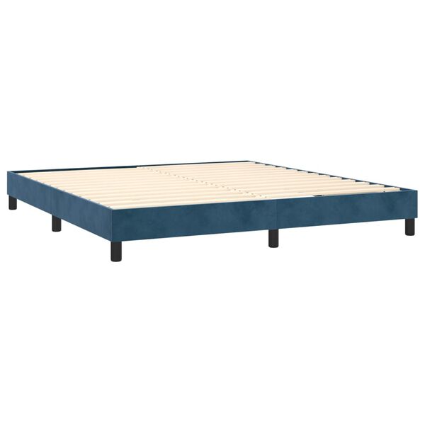 vidaXL Pat box spring cu saltea, albastru &icirc;nchis, 180x200 cm, catifea