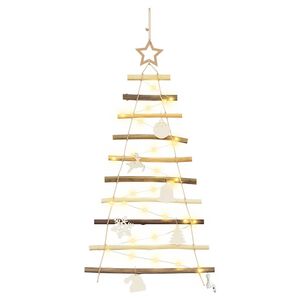 vidaXL Brad de Crăciun cu 30 LED natural 90 cm lemn masiv de frasin