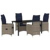 vidaXL Set de masă și scaune cu pernă 5 pcs Gri Ratan PE