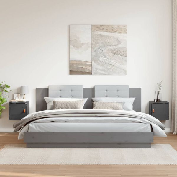 vidaXL Dulapuri de perete, 2 buc., gri, 31,5x30x30 cm, lemn masiv pin