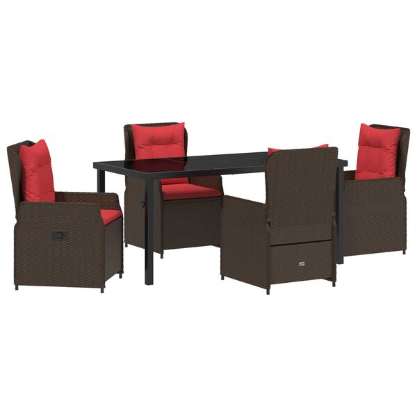 vidaXL Set de masă pentru grădină 5 pcs Maro Rattan poli