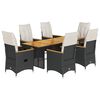 vidaXL Set mobilier de grădină cu perne, 7 piese, negru, poliratan