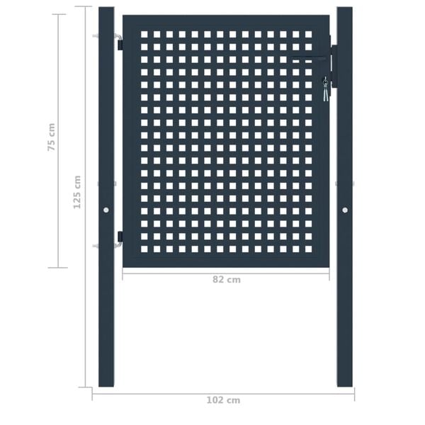 vidaXL Poartă de gard antracit 102x75 cm oțel