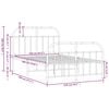 vidaXL Cadru de pat metalic cu tăblie, alb, 120x190 cm