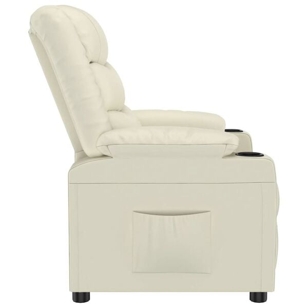 vidaXL Fotoliu rabatabil, crem, piele ecologică