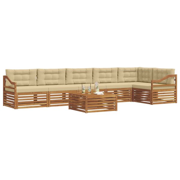 vidaXL Set de canapele de exterior cu pernă 7 pcs Natural și Bej