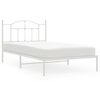 vidaXL Cadru de pat din metal cu tăblie, alb, 107x203 cm