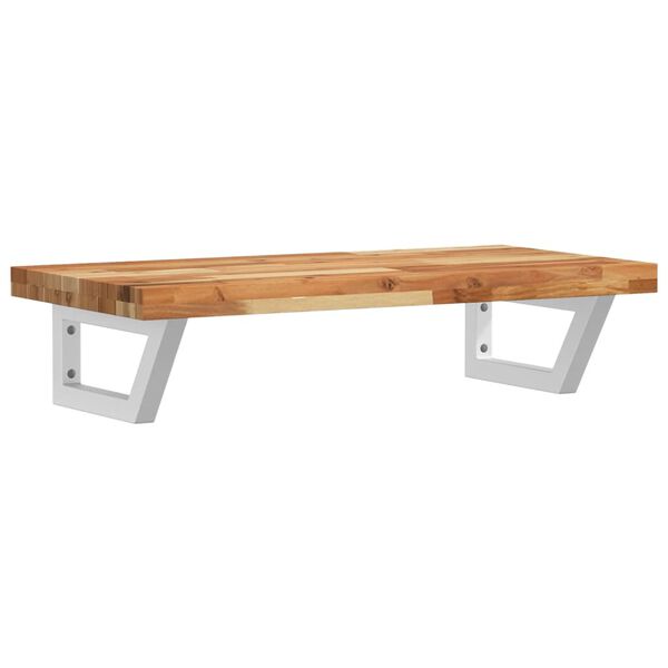 vidaXL Raft pentru lavoar montat pe perete, oțel și lemn masiv acacia