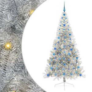 vidaXL Pom de Crăciun artificial pre-iluminat Argintiu 210 cm PET