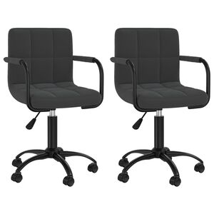 vidaXL Scaune de bucătărie pivotante, 2 buc., negru, catifea