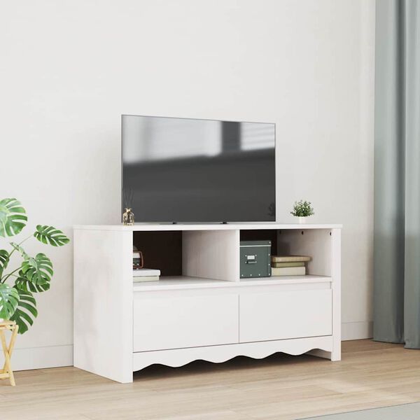 vidaXL Cabinet TV Drammen Alb 99 x 43 x 55 cm Lemn masiv de pin