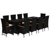 vidaXL Set mobilier de exterior cu perne, 11 piese, negru, poliratan