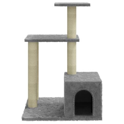 vidaXL Ansamblu pisici, stâlpi din funie sisal, gri deschis, 71 cm