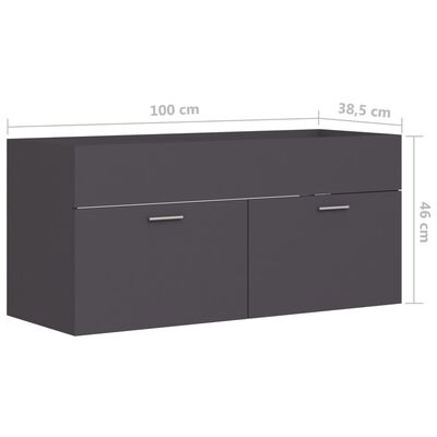 vidaXL Dulap de chiuvetă, gri, 100x38,5x46 cm, PAL
