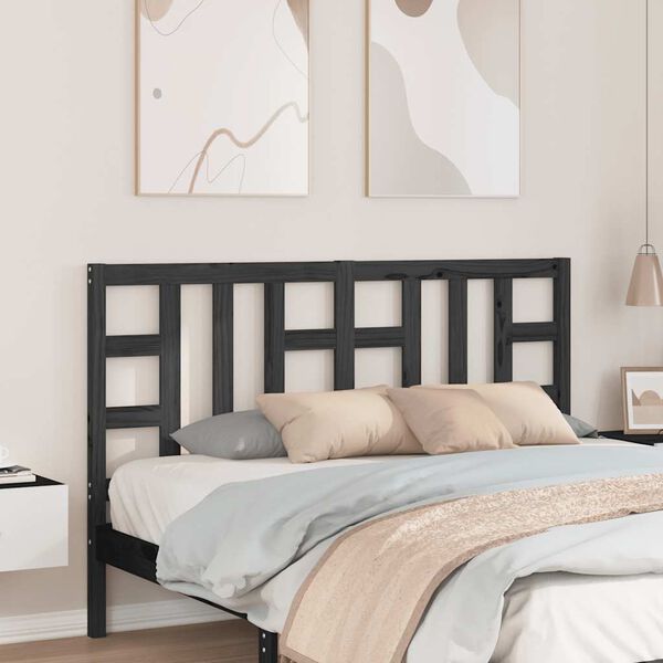 vidaXL Tăblie de pat, negru, 146x4x100 cm, lemn masiv de pin