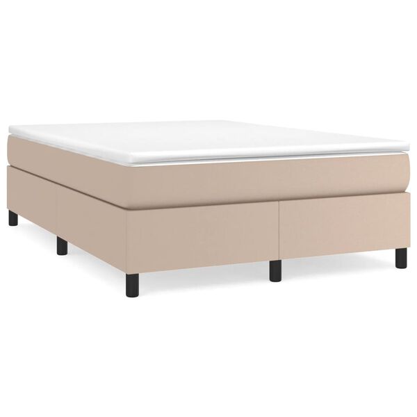 vidaXL Pat box spring cu saltea, cappuccino, 160x200cm piele ecologică